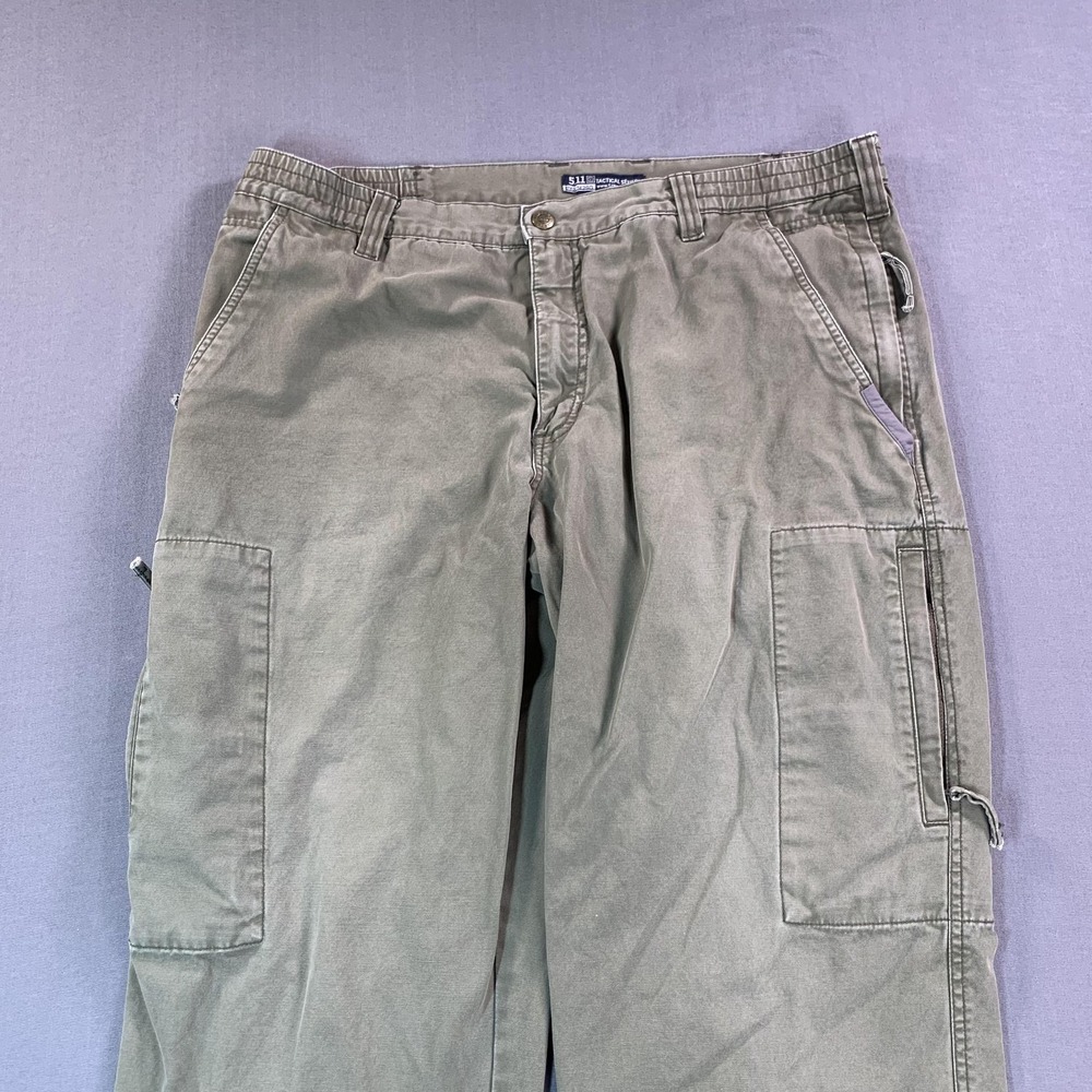 5.11 Tactical Pants Mens 36x30‎ Green Cotton Cargo Zip Pocket Outdoor Workwear